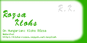 rozsa klohs business card
